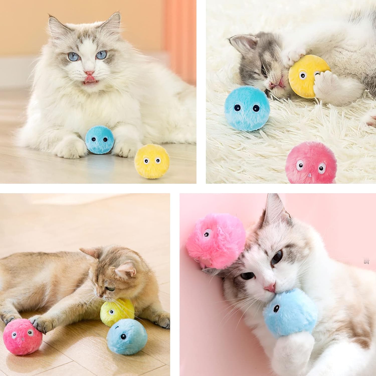 Chirping Fluffy Plush Catnip Balls